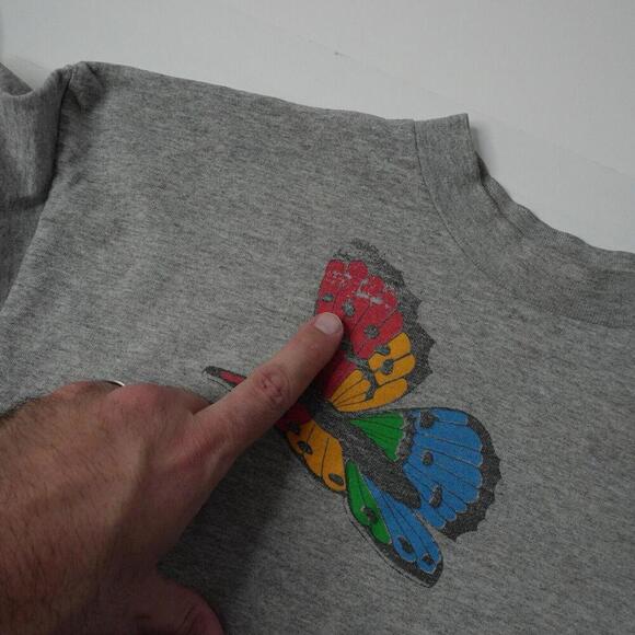 Rainbow Butterflies Alabama Gray T Shirt Tee Sz L Hippie Pride Retro Vintage? - Picture 6 of 7